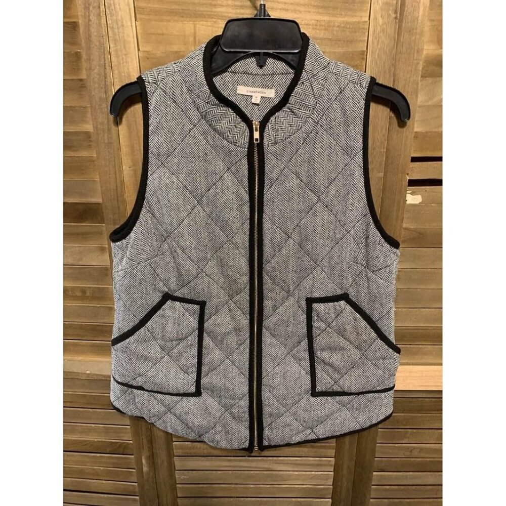 41 Hawthorne Zip Up Herringbone Chevron Quilted Vest Womens Size Medium